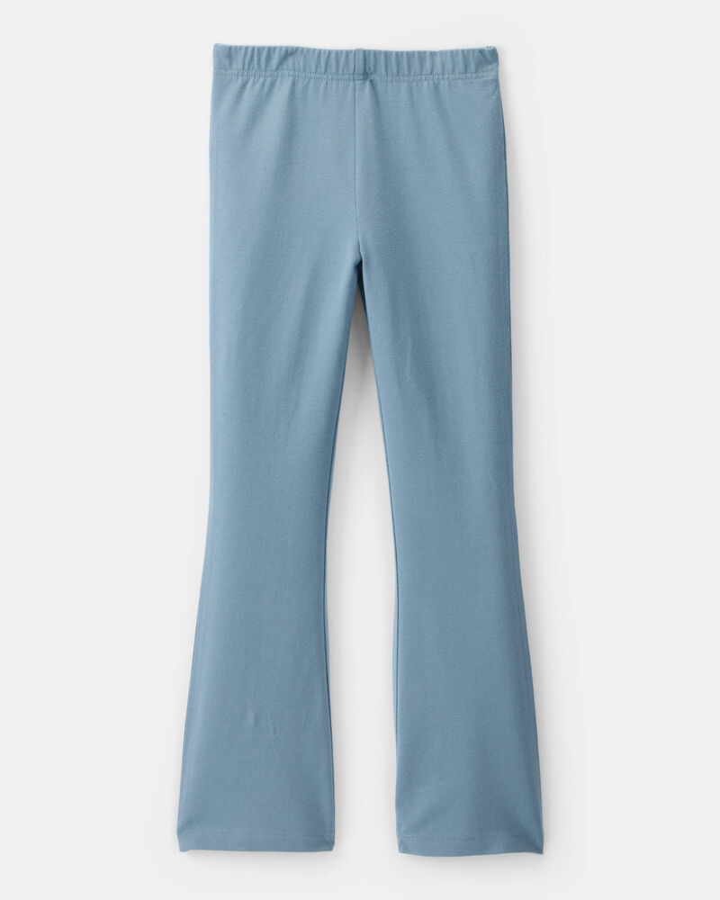 Kid Solid Cotton Flare Stretch Leggings - Blue, image 2 of 4 slides