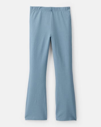 Kid Solid Cotton Flare Stretch Leggings - Blue, 