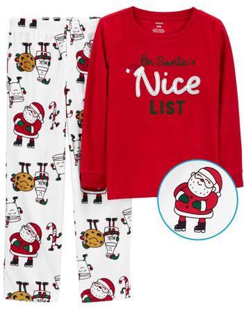 Kid 2-Piece Santa Cookies Fleece Pajamas, 