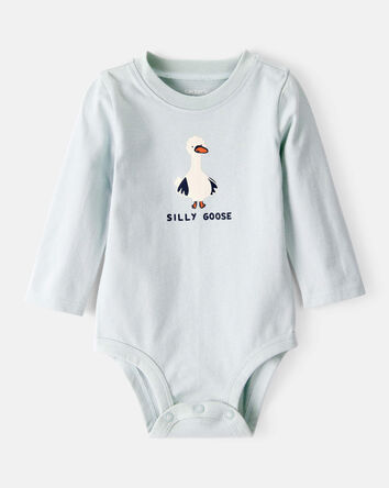 Baby Silly Goose Cotton Long-Sleeve Graphic Bodysuit - Blue, 