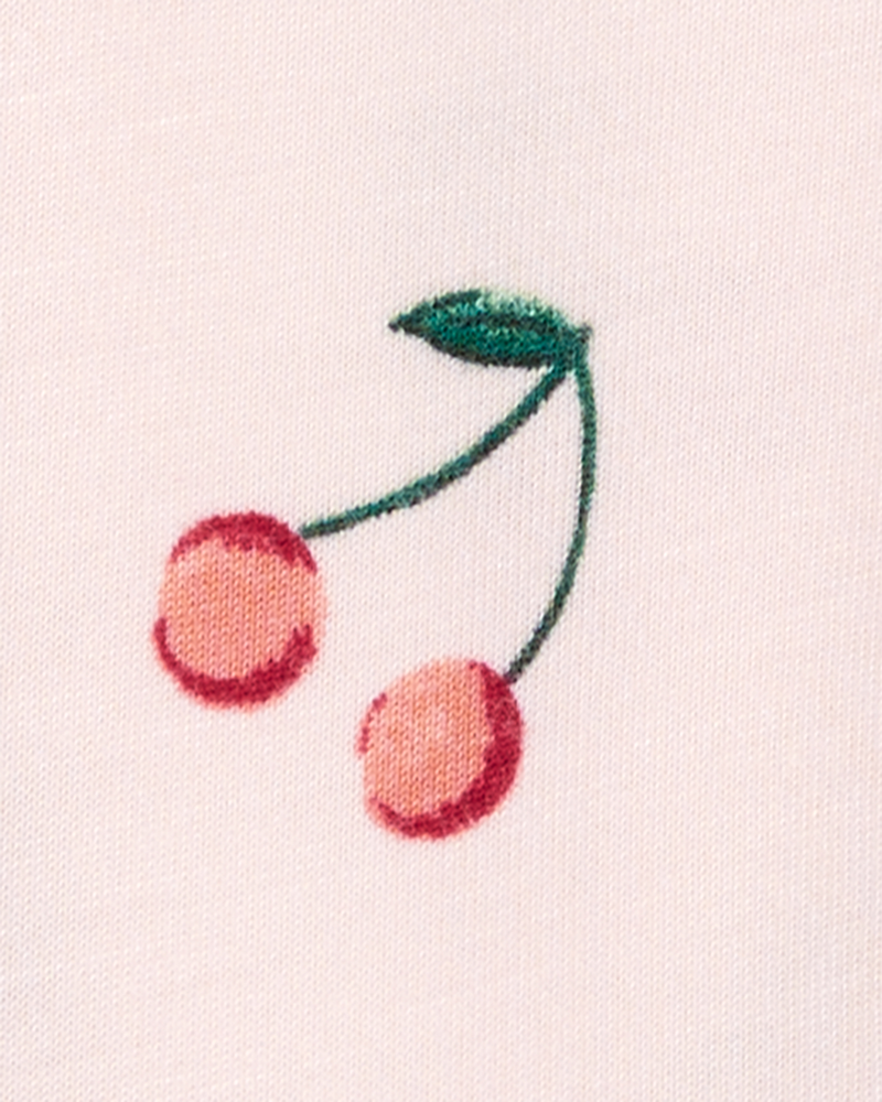 Baby Girl Fruit Print 2-Way Zip PurelySoft Convertible Foot Sleep & Play Pajamas - Pink, image 4 of 7 slides