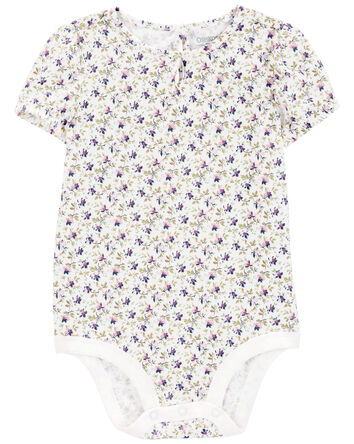 Baby Floral Print Casual Bodysuit, 