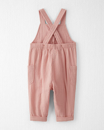 Baby Organic Cotton Gauze Overalls in Pink, 