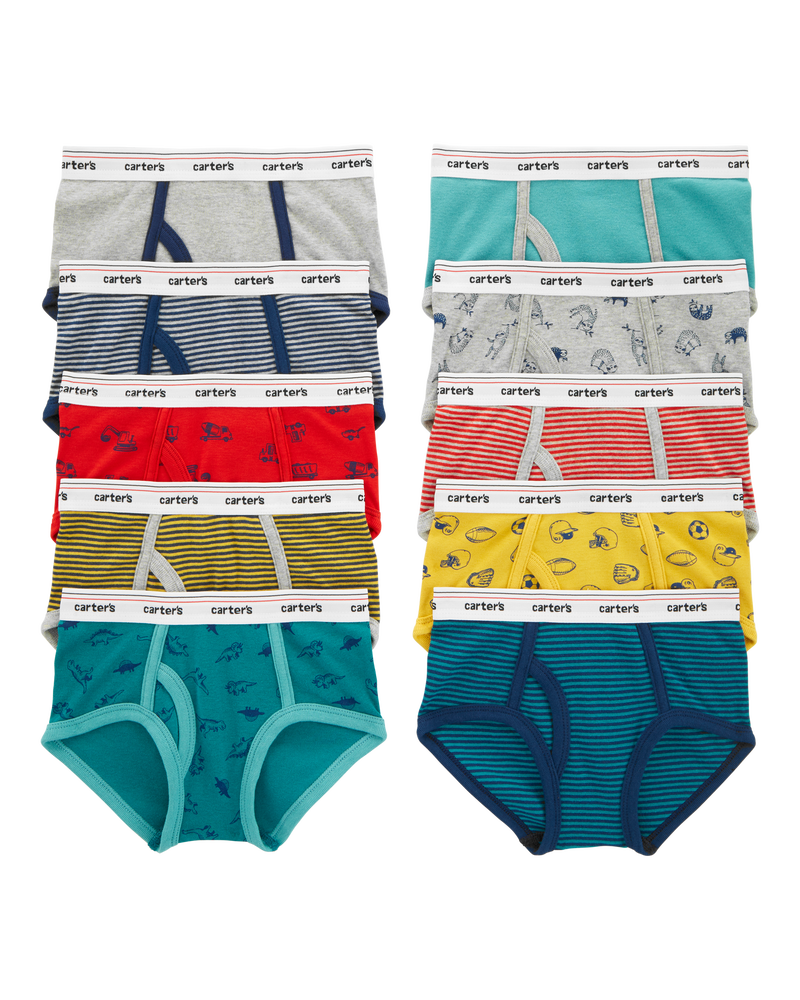 10-Pack Cotton Briefs Underwear, image 1 of 2 slides