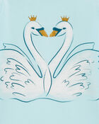Toddler Swan-Print Long-Sleeve Shirt - Blue, image 2 of 3 slides