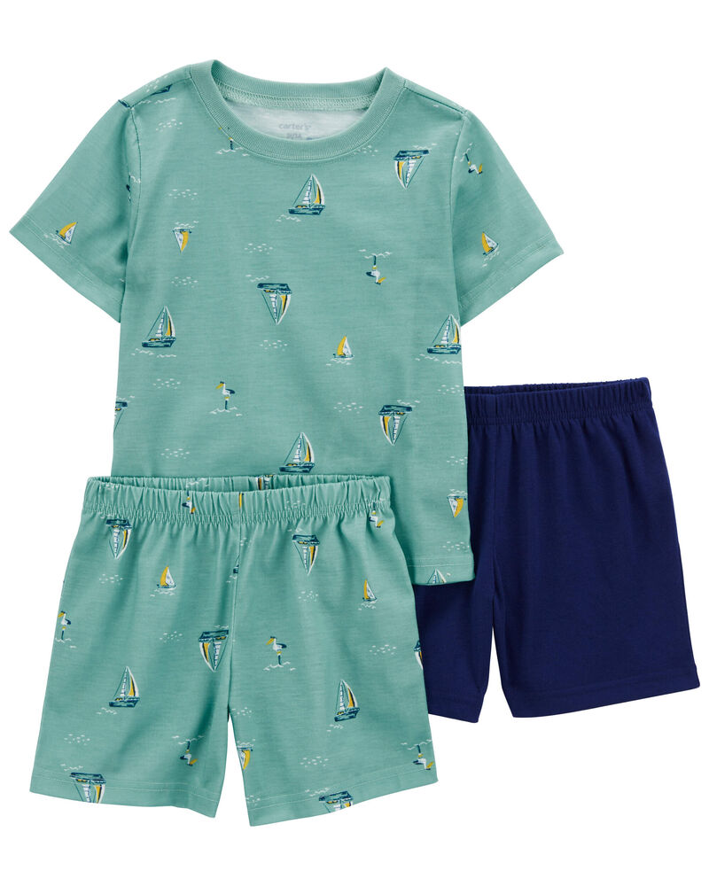 Toddler 3-Piece Sailboat Loose Fit Pajama Set, image 1 of 2 slides