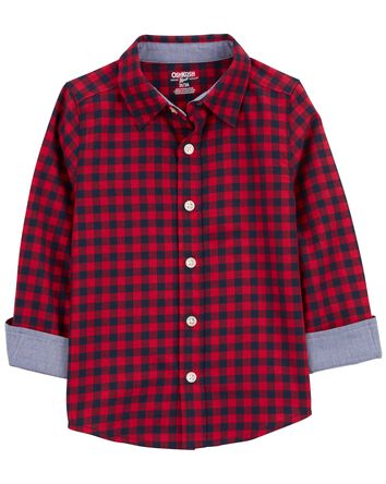 Plaid Button-Front Shirt, 