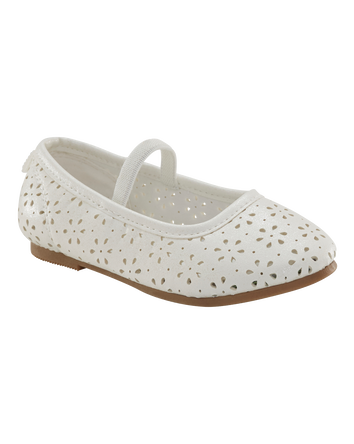 Toddler Floral Ballet Flats - White, 