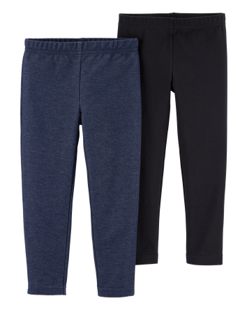 Baby 2-Pack Navy & Black Cotton Stretch Leggings, 