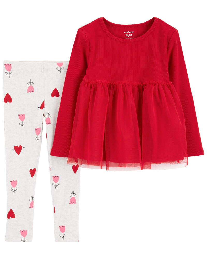 2-Piece Valentine's Day Top & Legging Set, image 1 of 3 slides