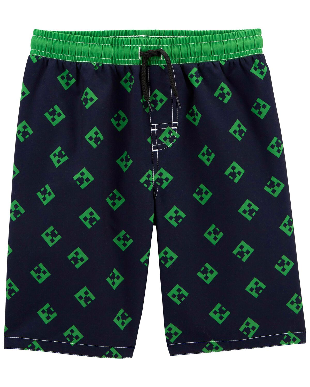 Green Kid Minecraft Swim Trunks