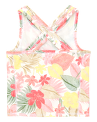 Kid 2-Piece Floral Active Racerback Tank & Flowy Layered Flip Short Set - Pink/Yellow, image 4 of 8 slides