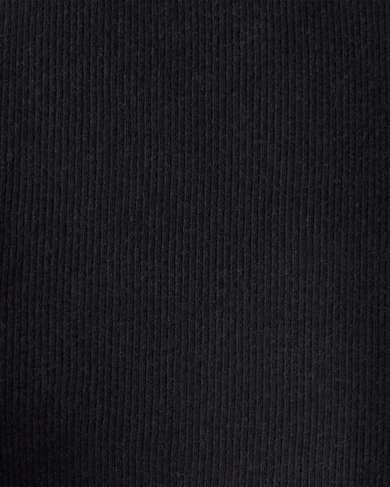 Kid Solid Cotton Ribbed Stretch Leggings - Black, image 3 of 4 slides