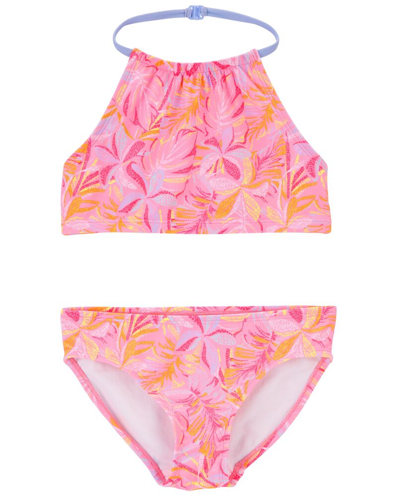 Kid Palm Print Halter Swimsuit, image 1 of 4 slides
