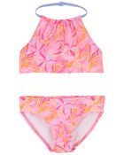 Kid Palm Print Halter Swimsuit, image 1 of 4 slides
