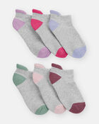 Girls 6-Pack No Show Socks - Grey, image 1 of 2 slides