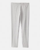 Girls Plaid Cotton Pull-On Stretch Leggings - Grey, image 1 of 4 slides
