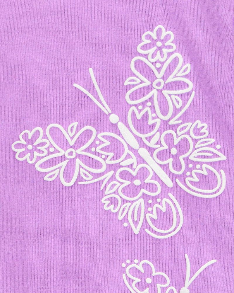 Kid 4-Piece Floral Butterfly Cotton Pajamas, image 5 of 7 slides