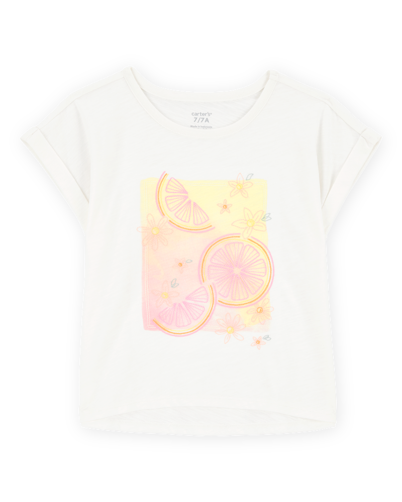 Kid 2-Piece Lemon Fashion Top & Striped Sun Shorts Set, image 2 of 6 slides