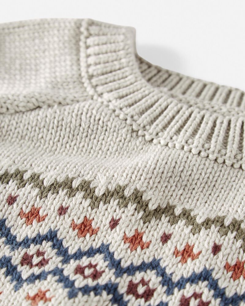 Toddler Organic Cotton Fair Isle Sweater, image 2 of 5 slides