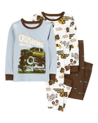 Kid 4-Piece Monster Truck 100% Snug Fit Cotton Pajamas, image 1 of 4 slides