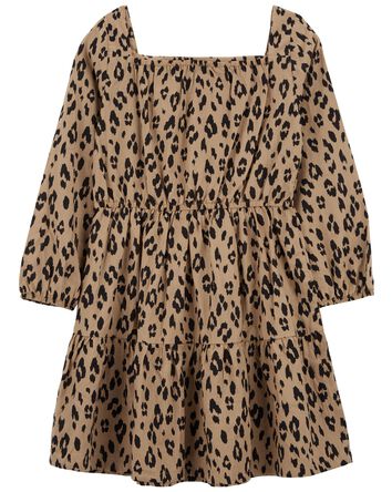 Kid Leopard Twill Dress, 