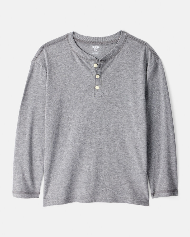 Boys Long-Sleeve Henley - Grey, image 1 of 3 slides