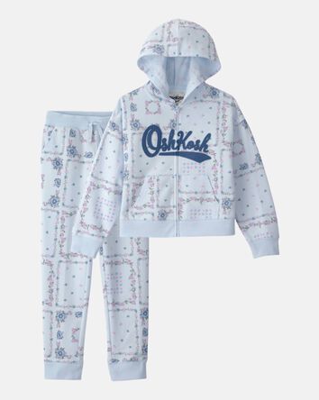 Girls 2-Piece Floral OshKosh Logo Layering Set - Blue, 
