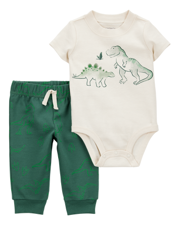 Baby 2-Piece Dinosaur Short-Sleeve Bodysuit Pant Set, 