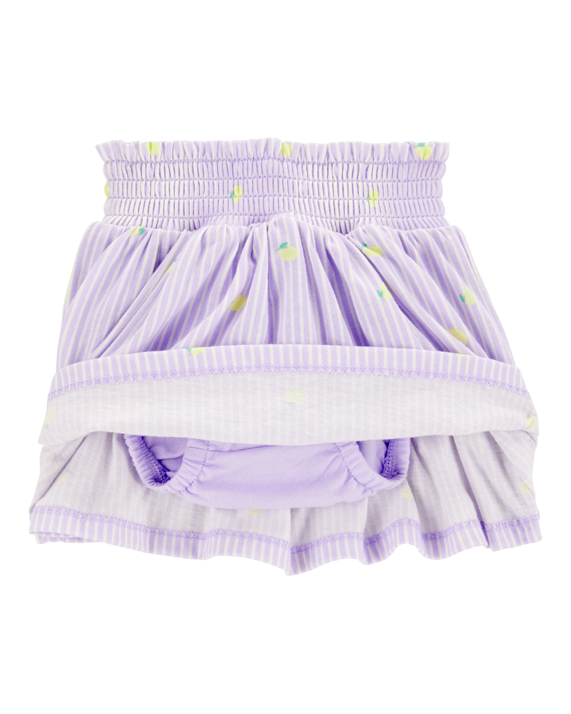 Baby Girl Striped Lemon Print Skort - Purple, image 2 of 4 slides