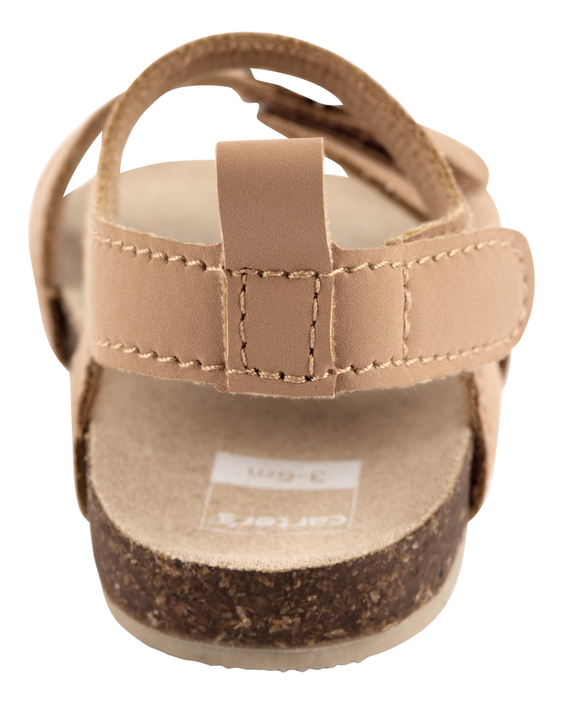 Baby Floral Buckle Faux Cork Sandals - Brown, image 3 of 7 slides