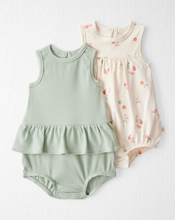 Baby 2-Pack Organic Cotton Bubble Rompers, 