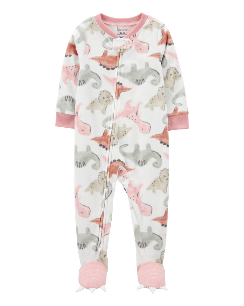 Toddler 1-Piece Dinosaur Fleece Footie Pajamas, image 1 of 5 slides