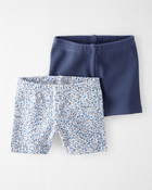 Baby Girl 2-Pack Organic Cotton Ribbed Pedal Shorts, image 1 of 4 slides