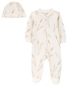 Baby 2-Piece Sleep & Play Pajamas and Cap Set, image 1 of 4 slides