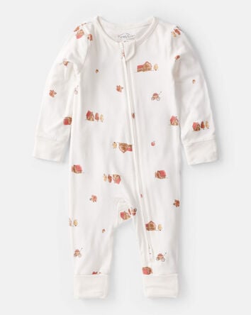 Baby Fall Print PurelySoft Long-Sleeve 2-Way Zip Sleep & Play Pajamas - White, 