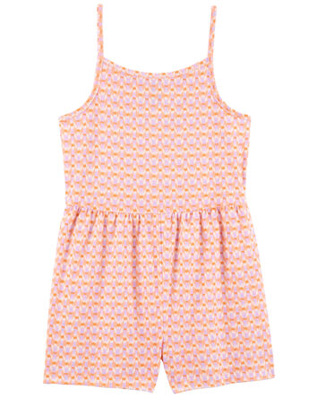 Kid Ikat Print Cotton Romper, 