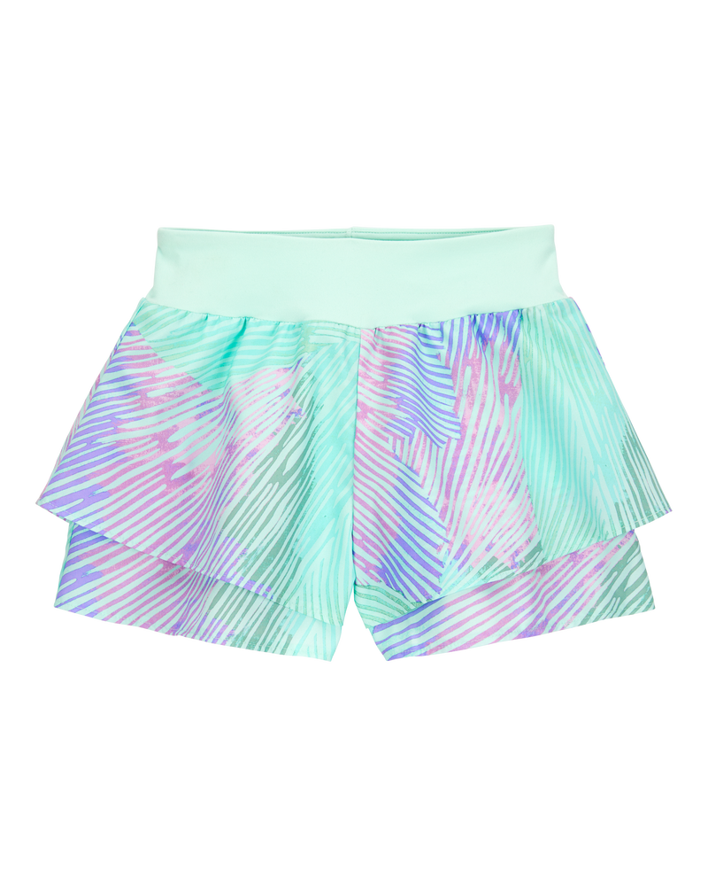 Kid Flowy Tie-Dye Layered Flip Short - Blue/Purple, image 1 of 6 slides