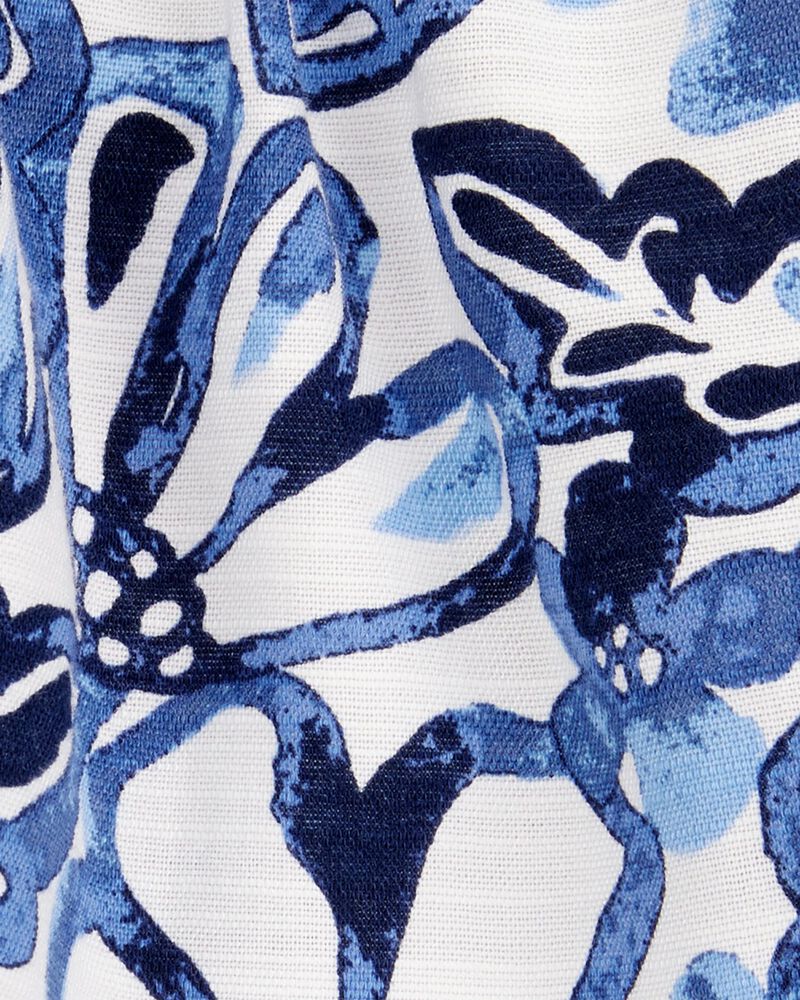 Baby Floral Linen Look-Alike Pull-On Skort - Blue, image 3 of 4 slides