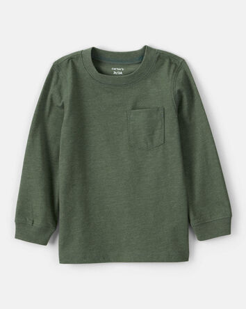 Toddler Boy Long-Sleeve Pocket Tee - Dark Green, 