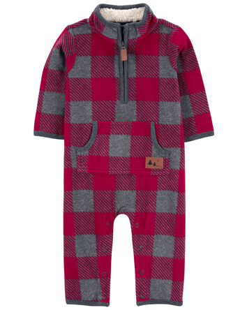 Baby Plaid Fleece Jumpsuit, 