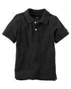 Toddler Black Piqué Polo Shirt, image 1 of 2 slides