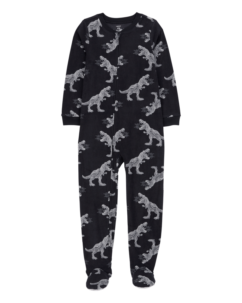 Kid 1-Piece Dinosaur Fleece Footie Pajamas, image 1 of 4 slides