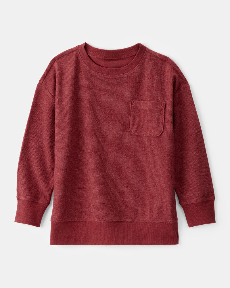 Boys French Terry Pullover Sweatshirt - Burgundy, image 1 of 3 slides