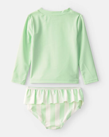 Baby Girl 2-Piece 'Vacay Mode' Rashguard Swimsuit Set - Green, 