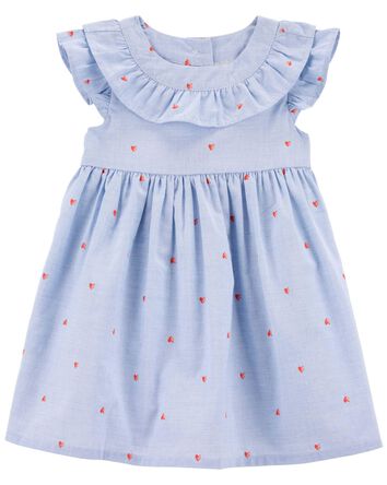 Baby Heart Print Flutter Babydoll Dress, 