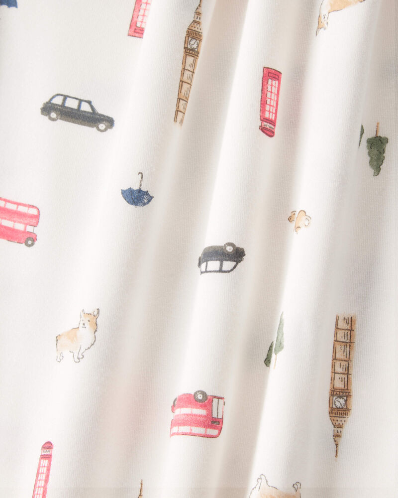 Baby London Print PurelySoft Footie 1-Piece Pajamas - Ivory, image 2 of 5 slides