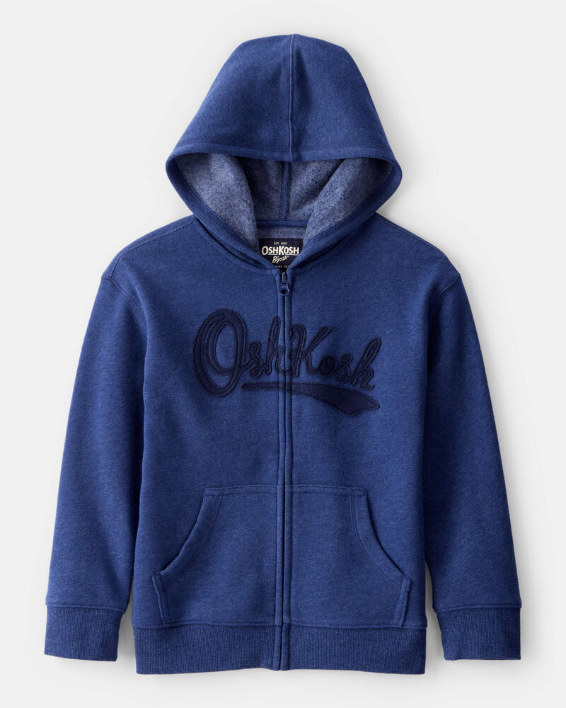 Boys OshKosh Fleece Logo Zip Jacket - Blue, image 1 of 4 slides