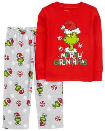 Toddler 2-Piece Christmas Grinch Cotton & Fleece Pajamas, 