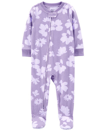 Baby 1-Piece Floral Fleece Footie Pajamas, 